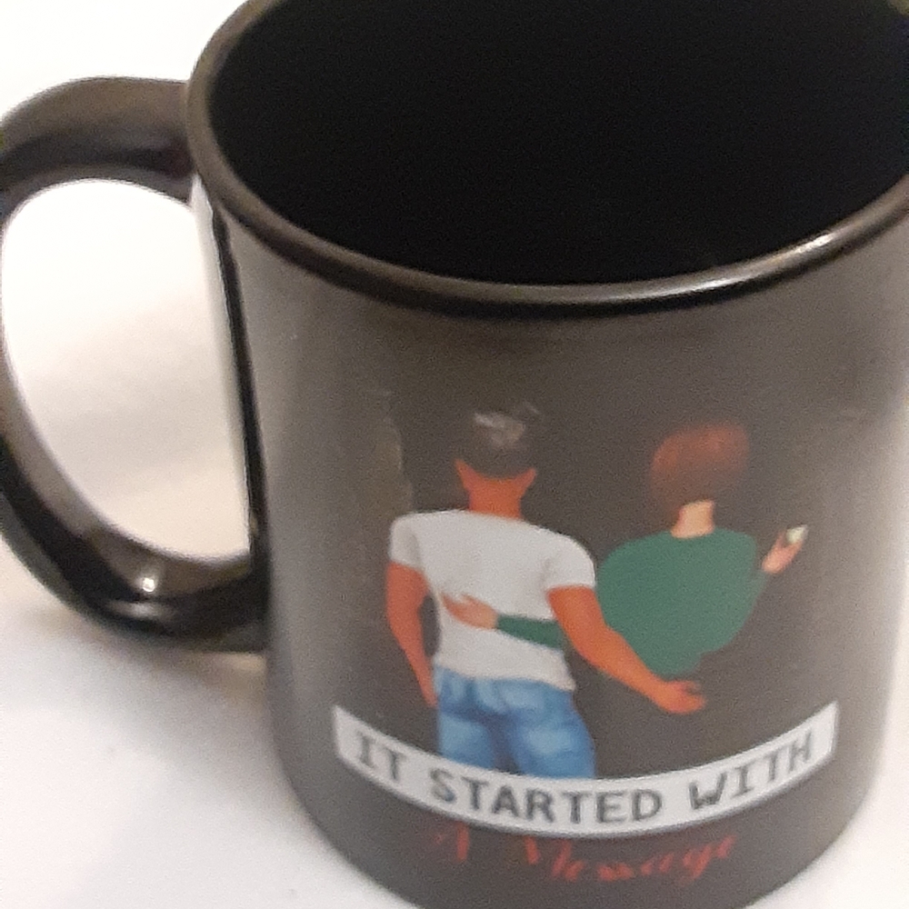 Black Ceramic Mug with Romantic Design